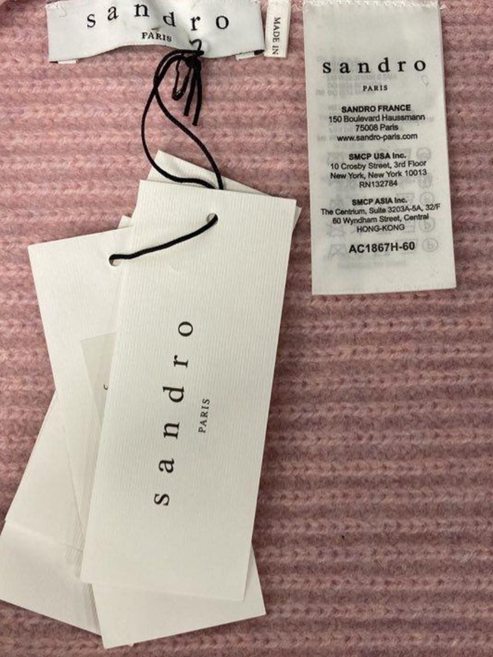 NWT - Sandro Pink Ribbed Knit Scarf - Picture 3 of 4